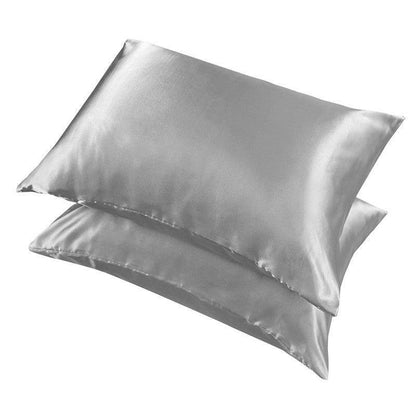2X Satin Pillow Case Bedroom Pillowcase Cushion Covers Home Decor Luxury Slip - Grey