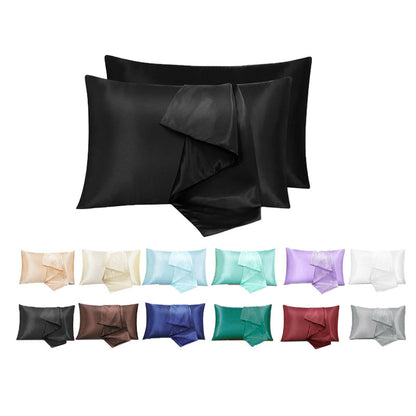 2X Satin Pillow Case Bedroom Pillowcase Cushion Covers Home Decor Luxury Slip - White