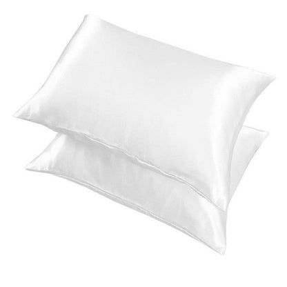 2X Satin Pillow Case Bedroom Pillowcase Cushion Covers Home Decor Luxury Slip - White