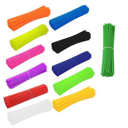 72PCS Wheel Spoke Wrap Sleeves Mountain Bike Bicycle Mtb Wraps Skins Covers - Fluorescent Green