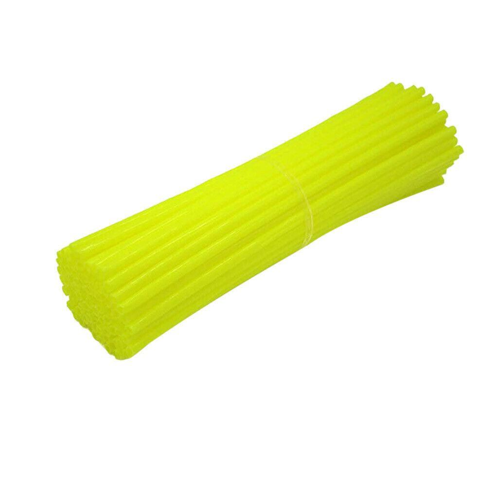 72PCS Wheel Spoke Wrap Sleeves Mountain Bike Bicycle Mtb Wraps Skins Covers - Fluorescent Green