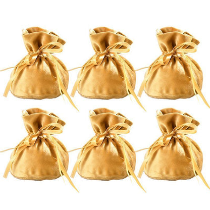 6PCS Velvet Cloth Drawstring Bags Gift Bag Jewelry Ring Pouch Earring Favor - Blue-6PCS