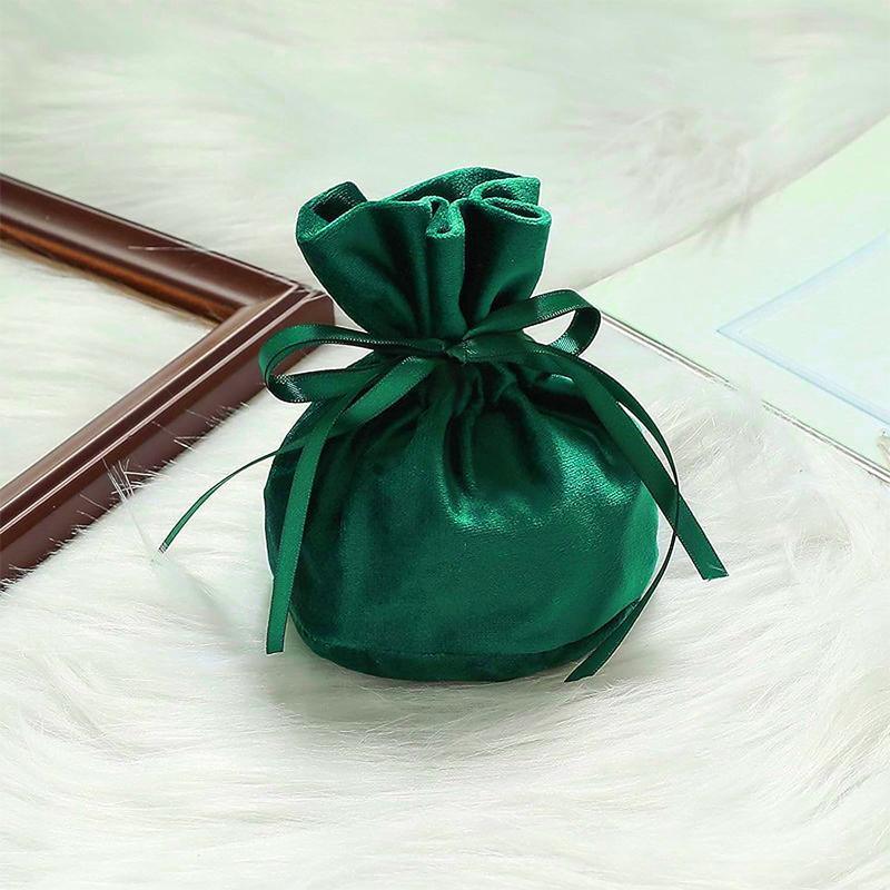 6PCS Velvet Cloth Drawstring Bags Gift Bag Jewelry Ring Pouch Earring Favor - Dark Green-6PCS