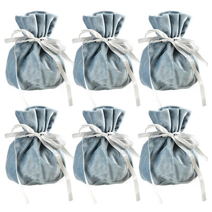 6PCS Velvet Cloth Drawstring Bags Gift Bag Jewelry Ring Pouch Earring Favor - Dark Green-6PCS