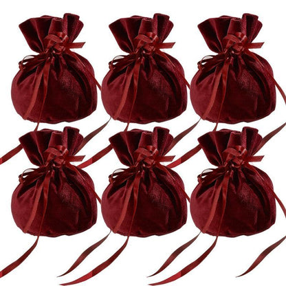 6PCS Velvet Cloth Drawstring Bags Gift Bag Jewelry Ring Pouch Earring Favor - Mixed Colour-6PCS