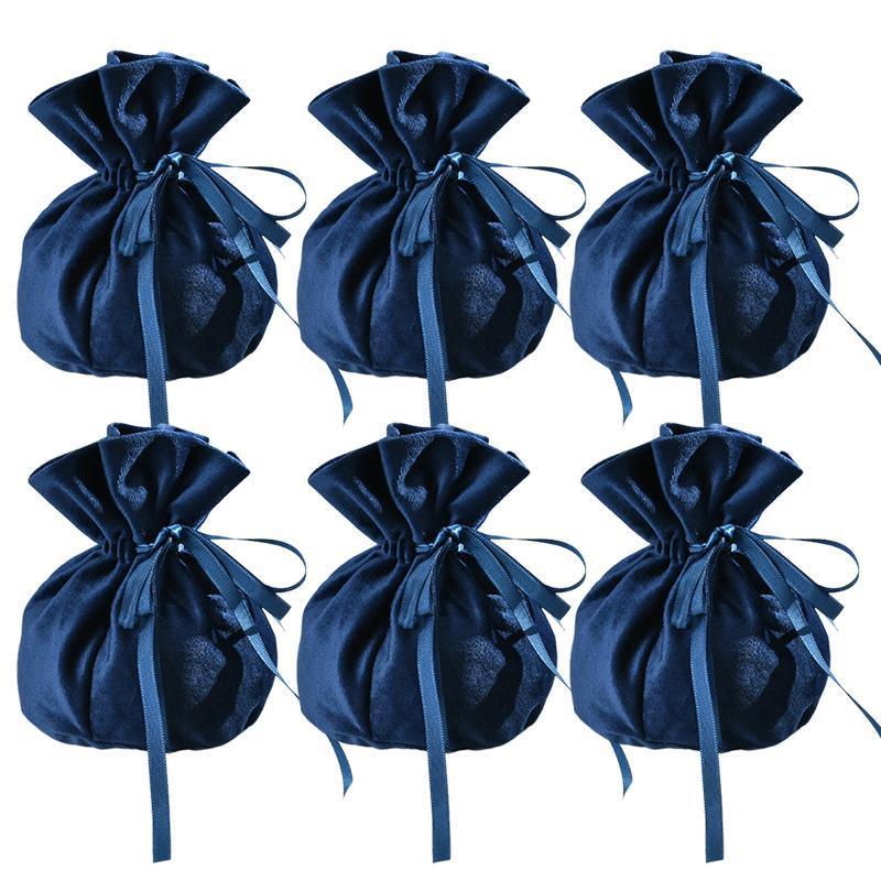 6PCS Velvet Cloth Drawstring Bags Gift Bag Jewelry Ring Pouch Earring Favor - Pink-6PCS