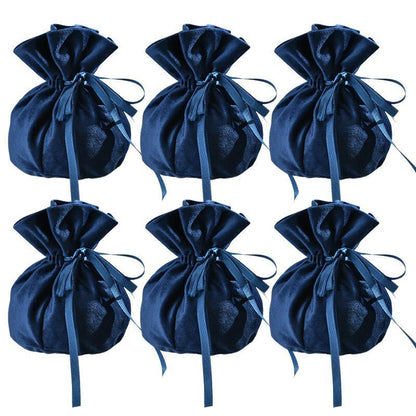 6PCS Velvet Cloth Drawstring Bags Gift Bag Jewelry Ring Pouch Earring Favor - Pink-6PCS
