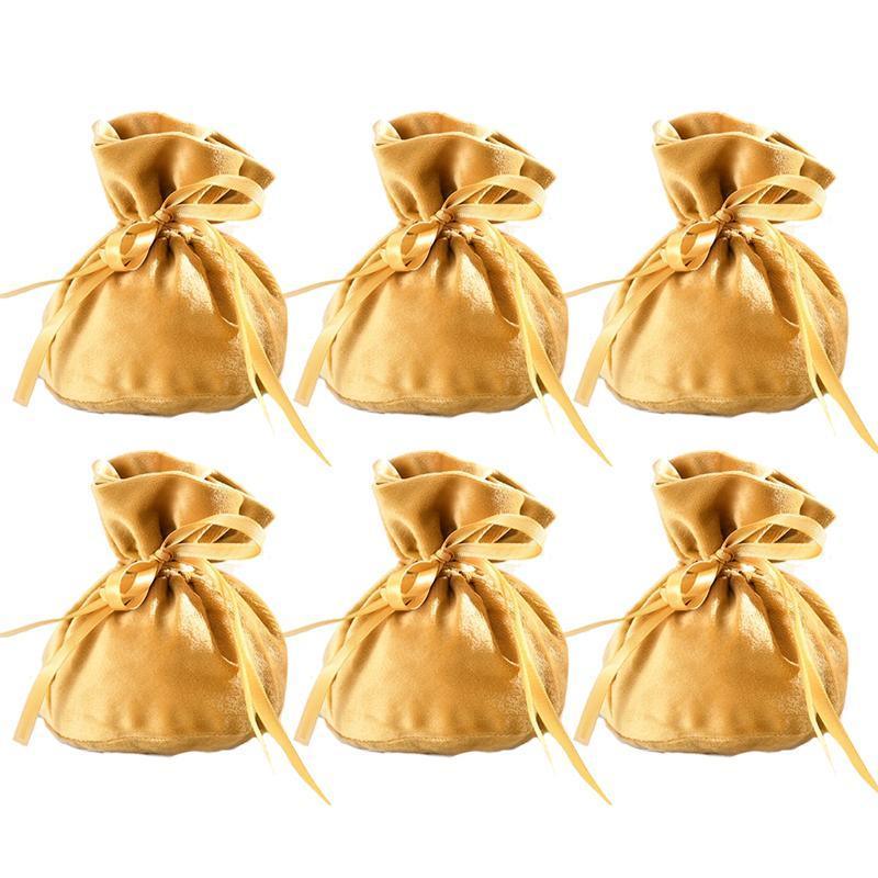 6PCS Velvet Cloth Drawstring Bags Gift Bag Jewelry Ring Pouch Earring Favor - Wine Red-6PCS