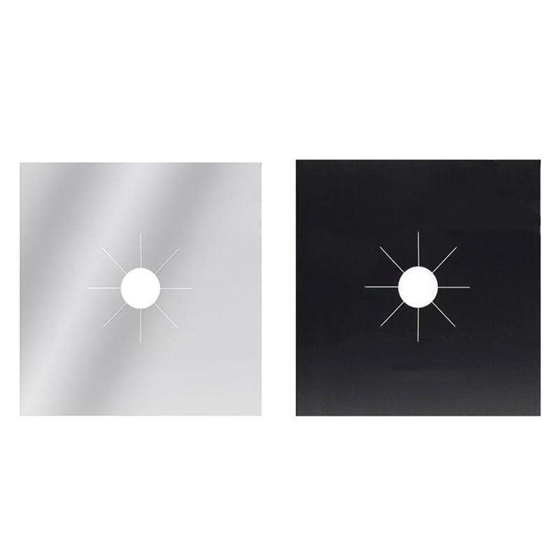 4 Pcs Reusable Stove Clean Mat Reusable Gas Oil Protector Liner Burner Cover Au - 4 PCS Silver