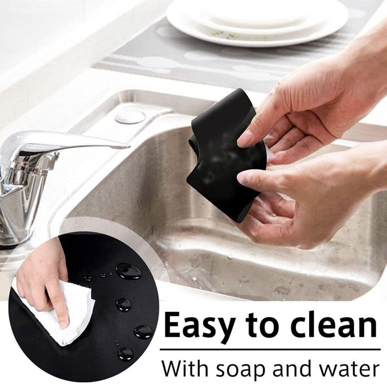 4 Pcs Reusable Stove Clean Mat Reusable Gas Oil Protector Liner Burner Cover Au - 4 PCS Silver