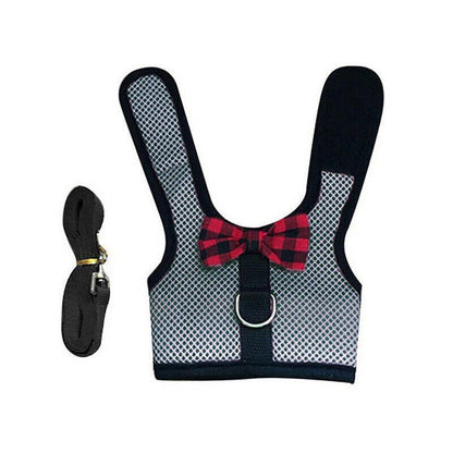 Rabbit Vest Harness Leash Lead Small Animal Pet Mesh Hamster Bunny Traction Rope L - Grey
