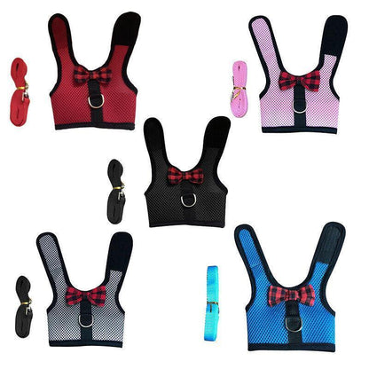 Rabbit Vest Harness Leash Lead Small Animal Pet Mesh Hamster Bunny Traction Rope L - Pink