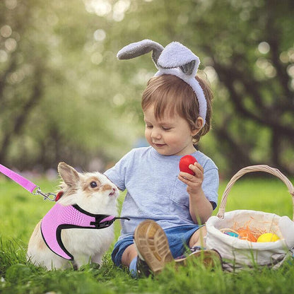 Rabbit Vest Harness Leash Lead Small Animal Pet Mesh Hamster Bunny Traction Rope M - Pink