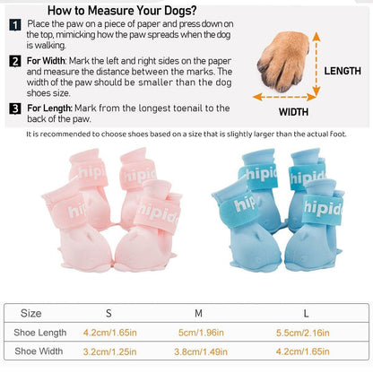 4pcs Cartoon Pet Rain Boots Waterproof Non-Slip Wear-Resistant Shoes for Dogs - Yellow - M
