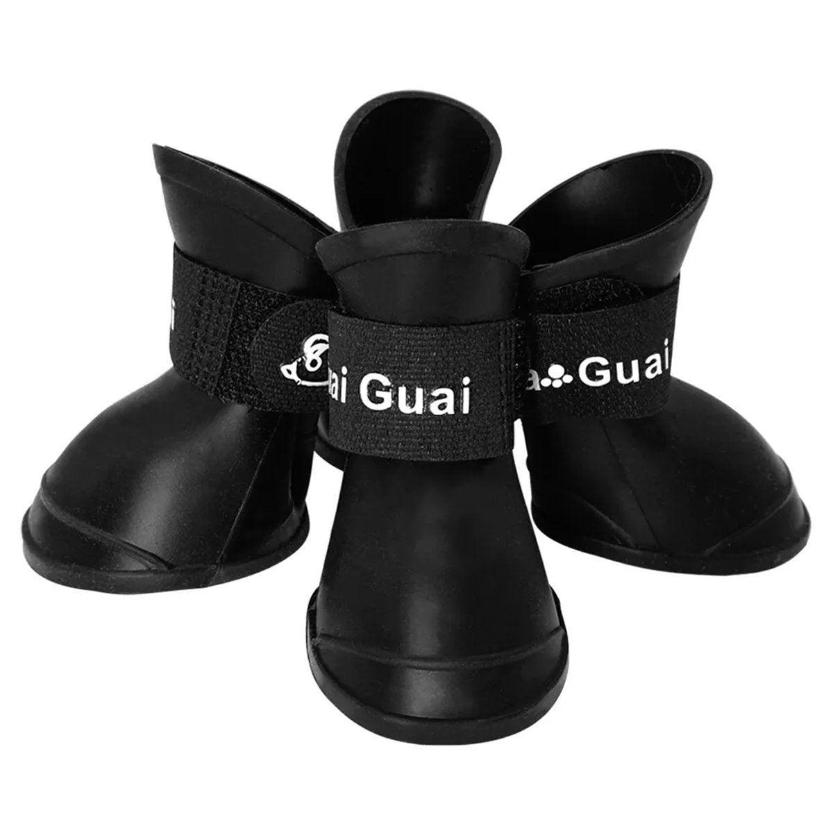4pcs Cartoon Boots Pet Rain Shoes Waterproof Non-Slip Wear-Resistant Dog Shoes - Yellow - S