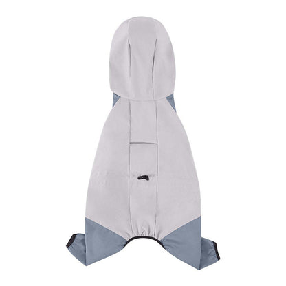 Waterproof Four Foot Dog Raincoat for Small Medium Large Dogs Pet Rainy Day Coat - Light Gray+Dark Grey - XXL