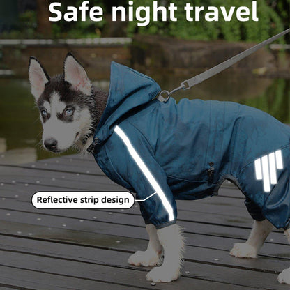 Waterproof Four Corner Pet Raincoats In Large Medium And Small Sizes Are Suitable For Dogs - Blue - L