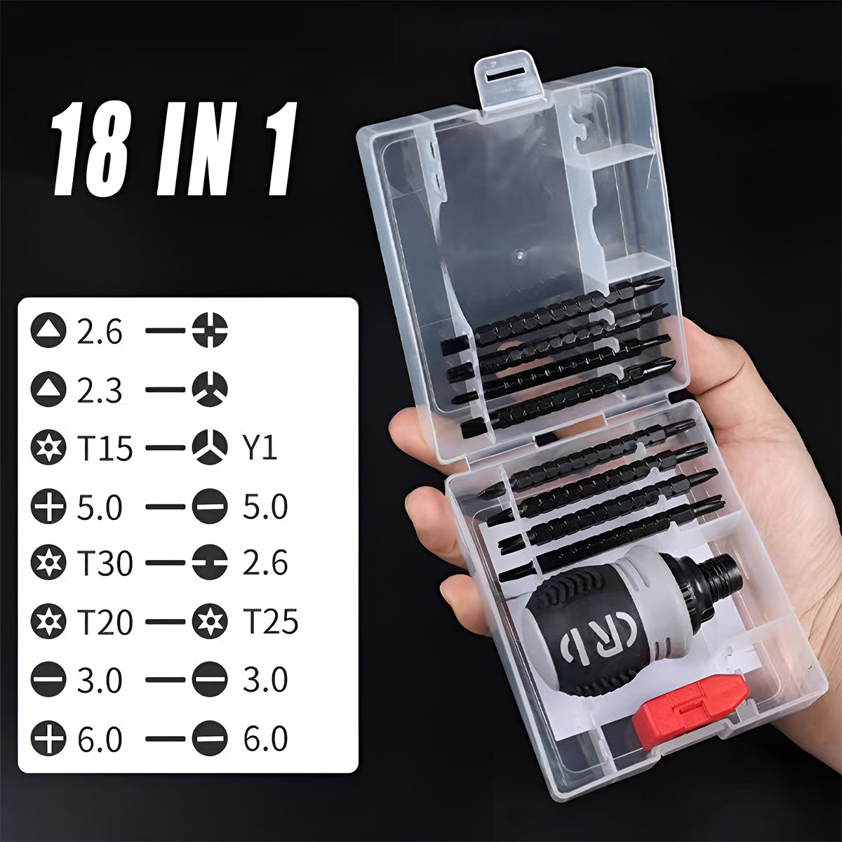 Ratchet Screwdriver Set with Sleeve Dual Head Screwdriver Expansion Cross Bits - 22-in-1