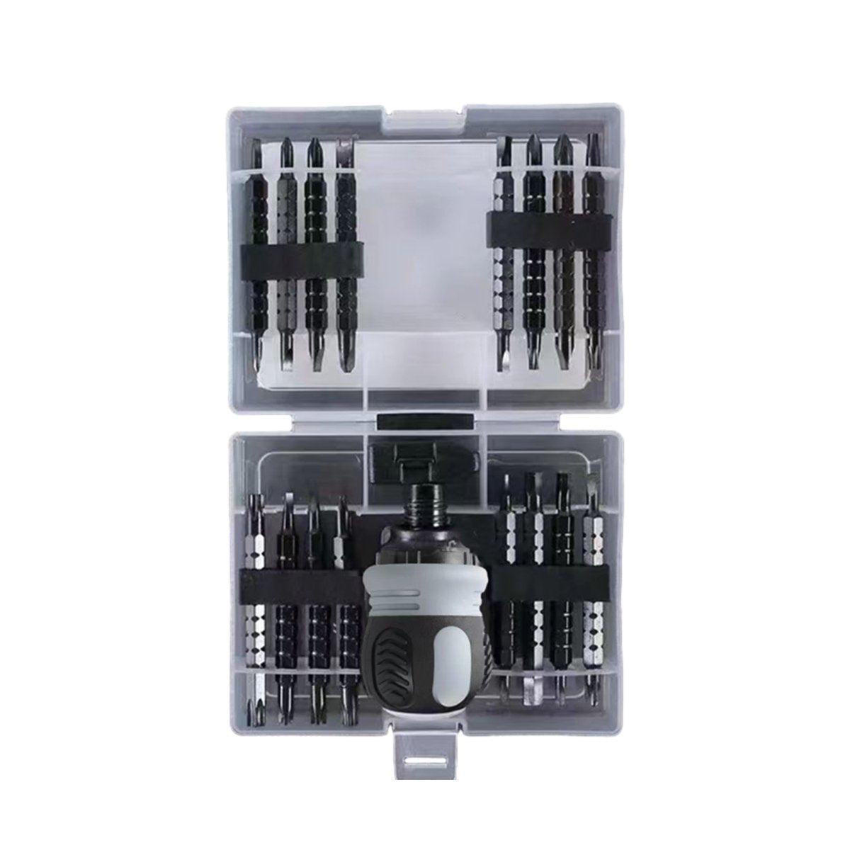 Ratchet Screwdriver Set with Sleeve Dual Head Screwdriver Expansion Cross Bits - 34-in-1