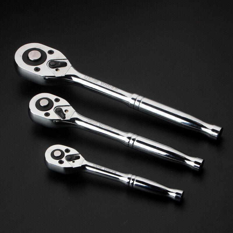 1/4" 3/8" 1/2" Quick Release Ratchet Wrench Handle - Heavy Duty - 16*245*42MM