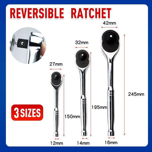 1/4" 3/8" 1/2" Quick Release Ratchet Wrench Handle - Heavy Duty - 12*150*27MM