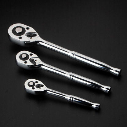 1/4" 3/8" 1/2" Quick Release Ratchet Wrench Handle - Heavy Duty - 14*195*32MM