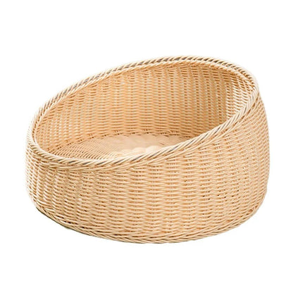 Rattan Cat Nest Four Seasons Open Cat House Summer Bed for Cats Pet Supplies - Green