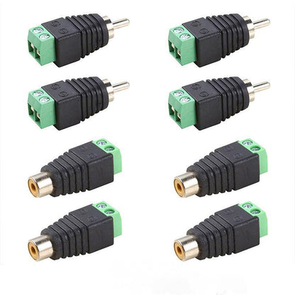 2/4 Pair Speaker Wire cable to female & male RCA Adapter Connector Jack Plug LED - 2 PAIRS