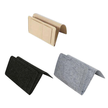 Bedside Storage Caddy Hanging Organizer Pocket Bag for Phone Remote Book - Grey