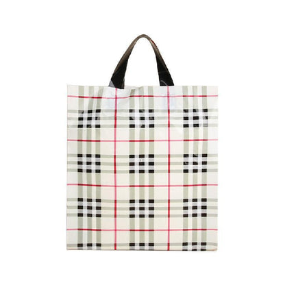 50x Reusable Plastic Tote Bag Eco Friendly Shopping Bags Durable Large Capacity - Red-Black 37*30*8cm