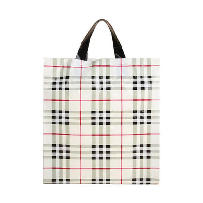 50x Reusable Plastic Tote Bag Eco Friendly Shopping Bags Durable Large Capacity - Red-Black 37*30*8cm