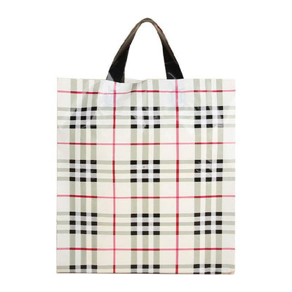 50x Reusable Plastic Tote Bag Eco Friendly Shopping Bags Durable Large Capacity - Red-Black 37*30*8cm