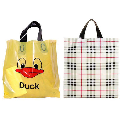 50x Reusable Plastic Tote Bag Eco Friendly Shopping Bags Durable Large Capacity - Red-Black 42*35*8cm