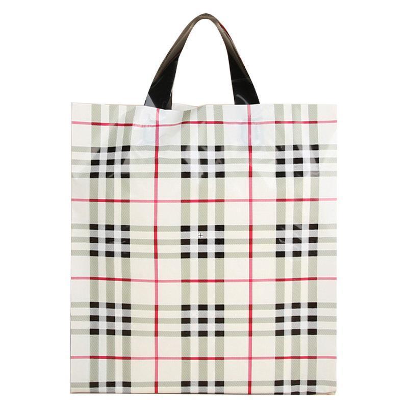 50x Reusable Plastic Tote Bag Eco Friendly Shopping Bags Durable Large Capacity - Red-Black 42*35*8cm