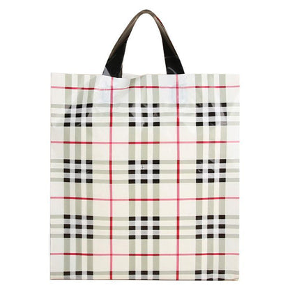 50x Reusable Plastic Tote Bag Eco Friendly Shopping Bags Durable Large Capacity - Red-Black 42*35*8cm
