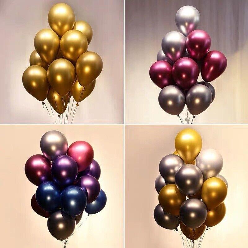 Metallic Latex Balloons 12 Inch Chrome Party Balloons for Birthday Wedding Decoration - Red 50PCS