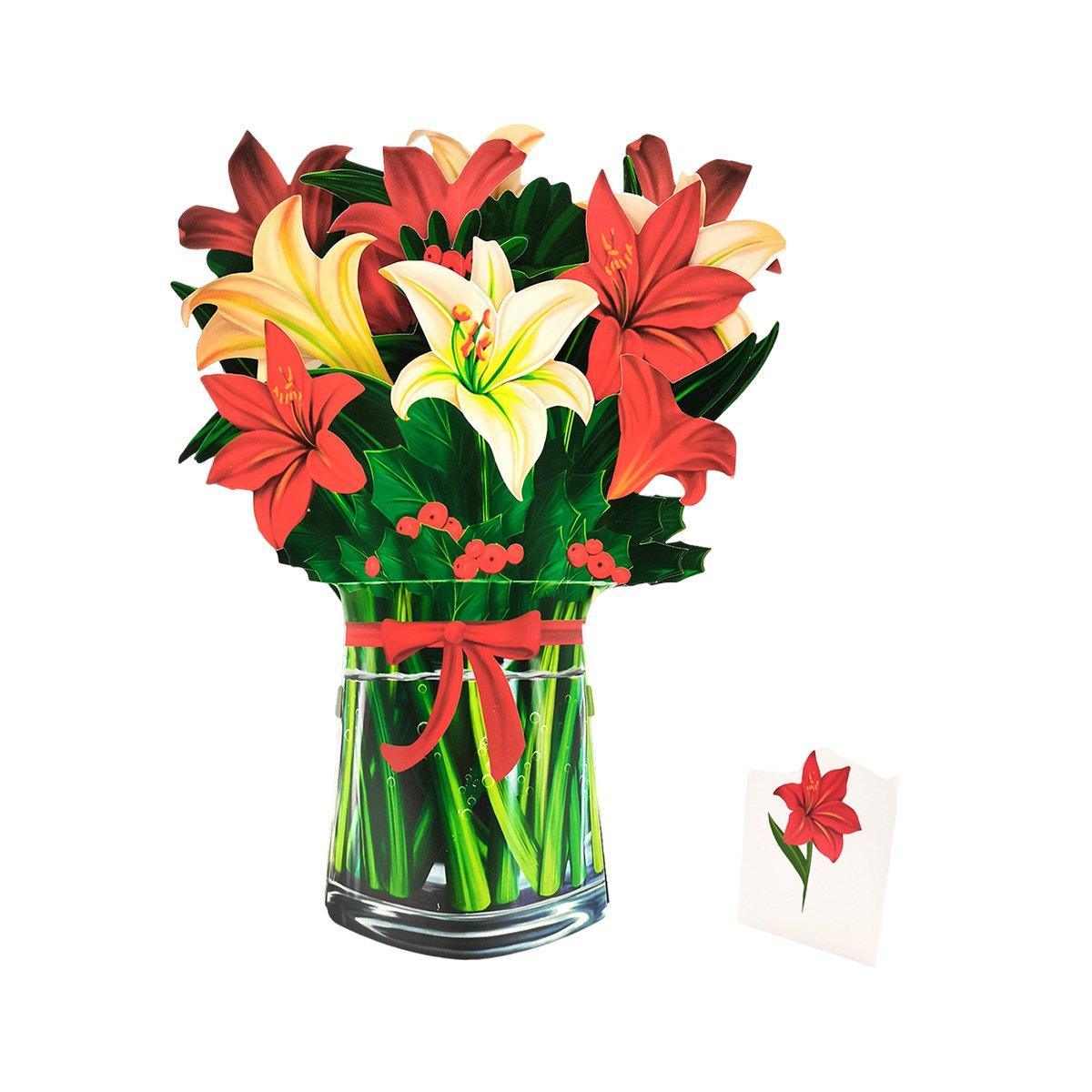 New Style 3D Pop Up Cards Paper Flower Bouquet Greeting Card for All Occasions - Red Rose
