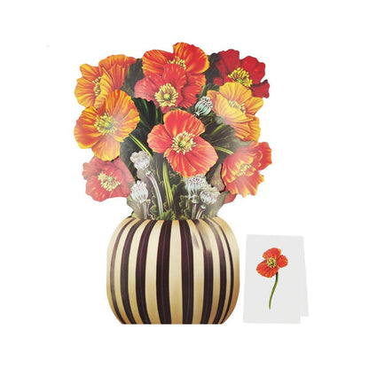 New Style 3D Pop Up Cards Paper Flower Bouquet Greeting Card for All Occasions - Red Rose