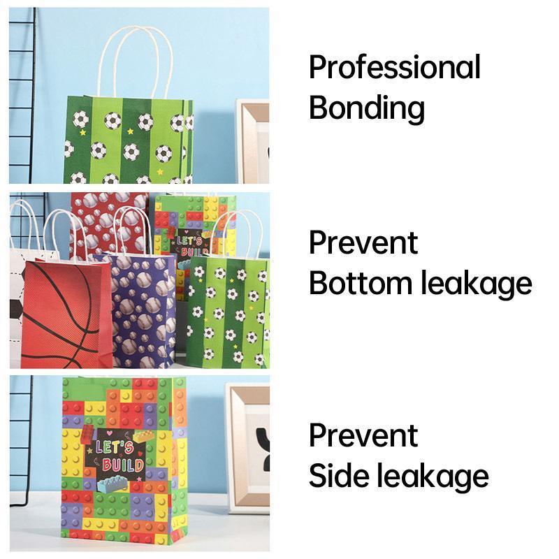30PCS Fashion Ball Kraft Paper Gift Bag Festivals gift tote bag Party Favor Bag - Red-Tennis-Ball-30pcs