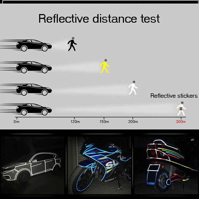 8m Reflective Tape for Bikes Cars Motorcycles Waterproof High Visibility Strip - Red