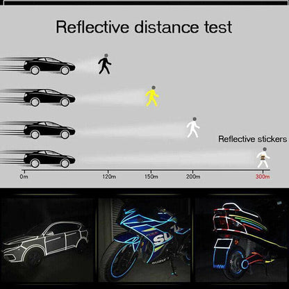 8m Reflective Tape for Bikes Cars Motorcycles Waterproof High Visibility Strip - Red-White