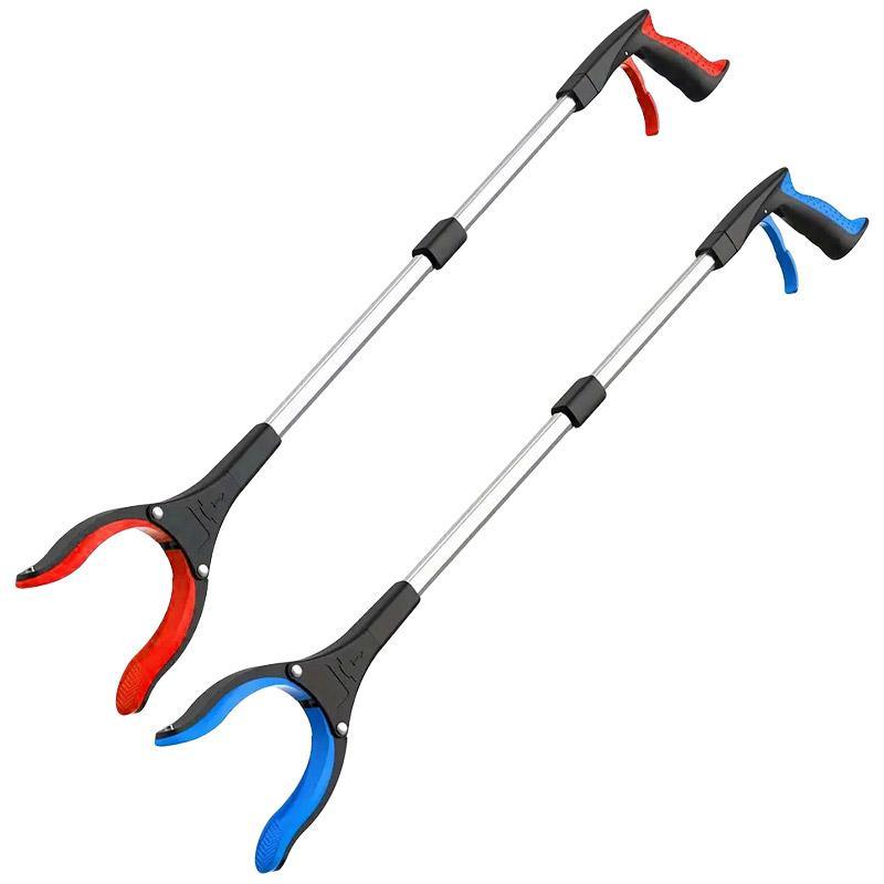 Folding Rubbish Picker Clip Hygiene Trash Grabber Long Handle Waste Cleaner Tool - Red