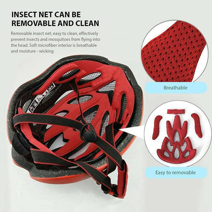 Lightweight Bicycle Helmet Adjustable Cycling Gear for Road or Mountain Bike Riding - Black