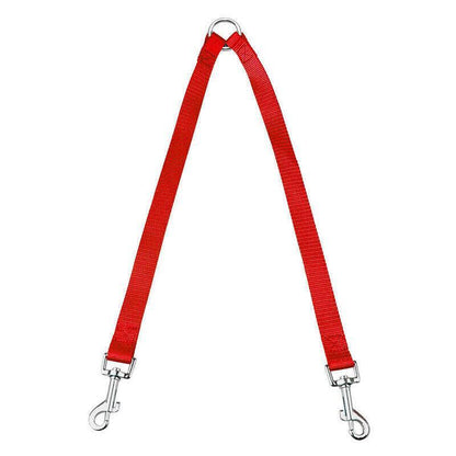 2 Way Double Dual Dog Leash Walk 2 Dogs With One Lead Coupler Nylon Harness - Blue