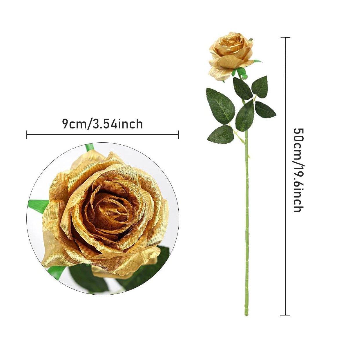 10pcs Artificial Silk Simulation Rose Flowers - Wedding Party Home Decorations - Silver