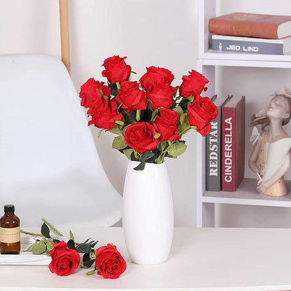 10pcs Artificial Silk Simulation Rose Flowers - Wedding Party Home Decorations - Silver