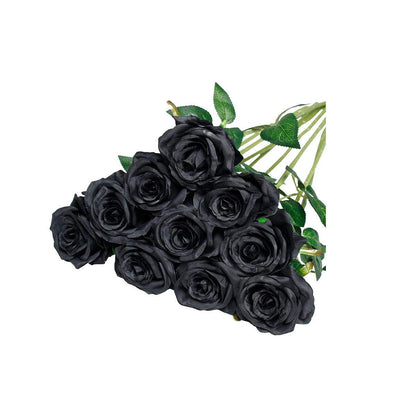 10pcs Artificial Silk Simulation Rose Flowers - Wedding Party Home Decorations - Silver