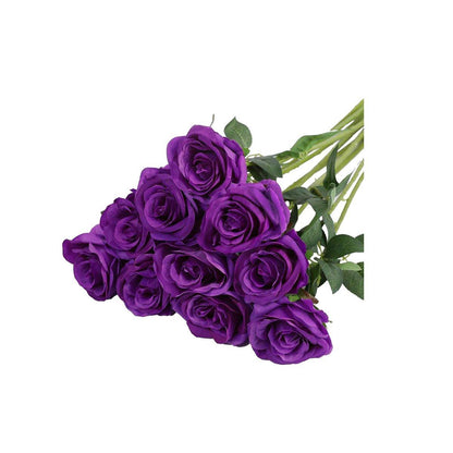 10pcs Artificial Silk Simulation Rose Flowers - Wedding Party Home Decorations - Silver