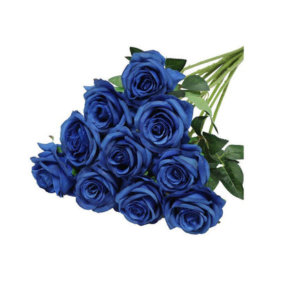10pcs Artificial Silk Simulation Rose Flowers - Wedding Party Home Decorations - Silver