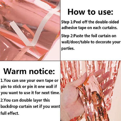 Rose Gold Birthday Balloon Party Decoration Set with Confetti Latex Foil Curtain
